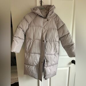Women’s Longline Puffer Jacket - Light Gray